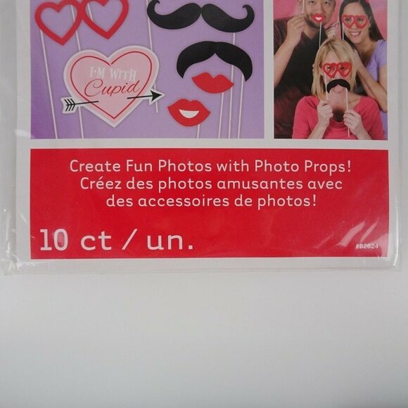 💰3/$25  New 10-PC Accessories Party Photo Booth Set VALENTINE Cupid Heart - Picture 2 of 6